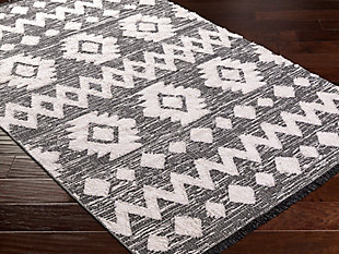Surya Morocotton 5'1" x 7' Multi Pattern Textured Area Rug, Charcoal Gray, rollover