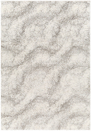 Surya Cloudy Shag 5'3" x 7' Subtly Marbled Area Rug, Gray/Cream, large