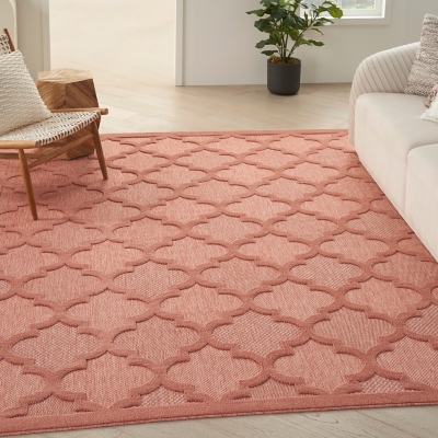 Nourison Easy Care 7' x 10' Coral/Orange Modern Indoor/Outdoor Rug