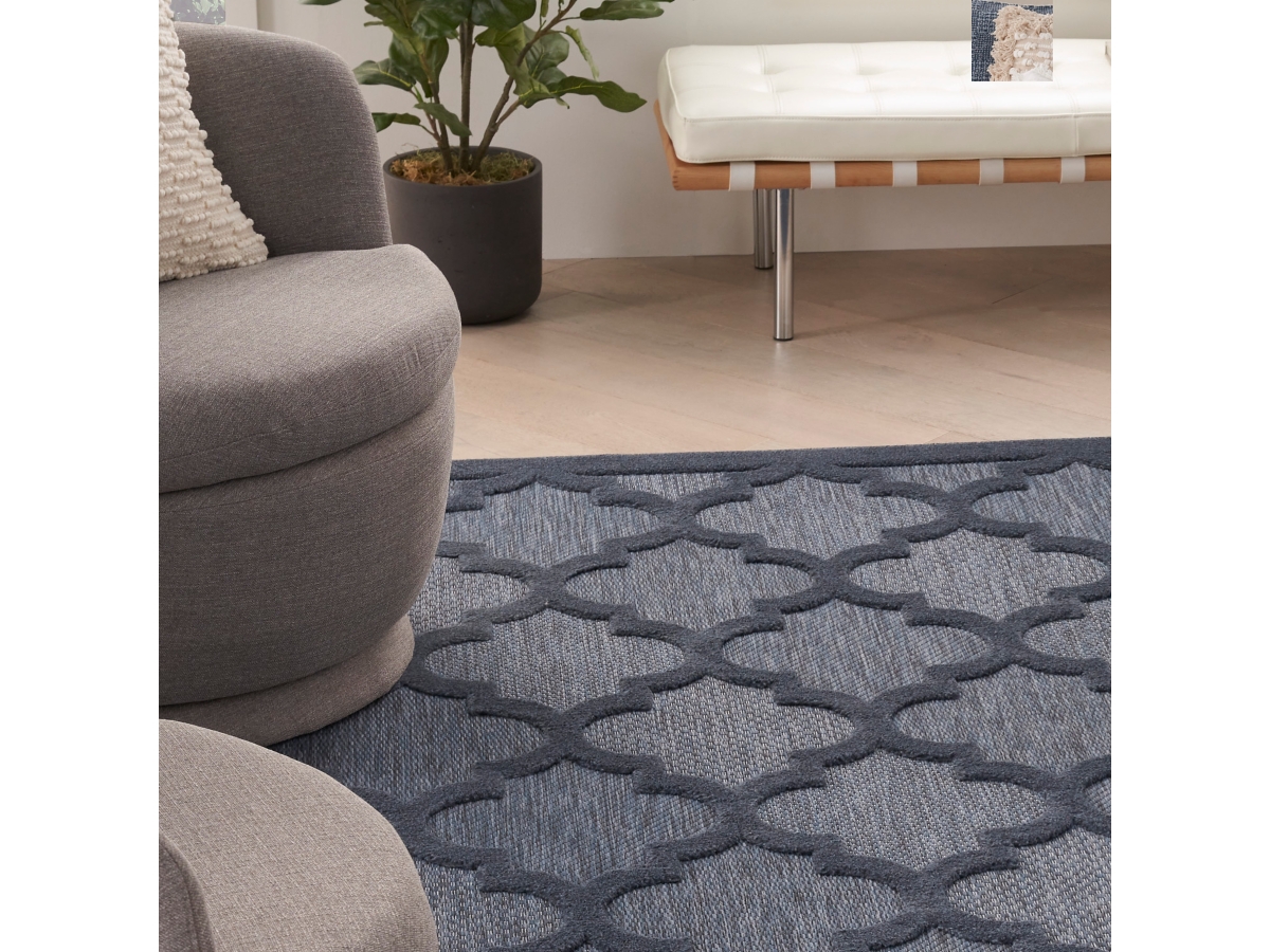 7x10 Feet Nourison Navy Blue Solid Indoor / Outdoor Area buy Rug