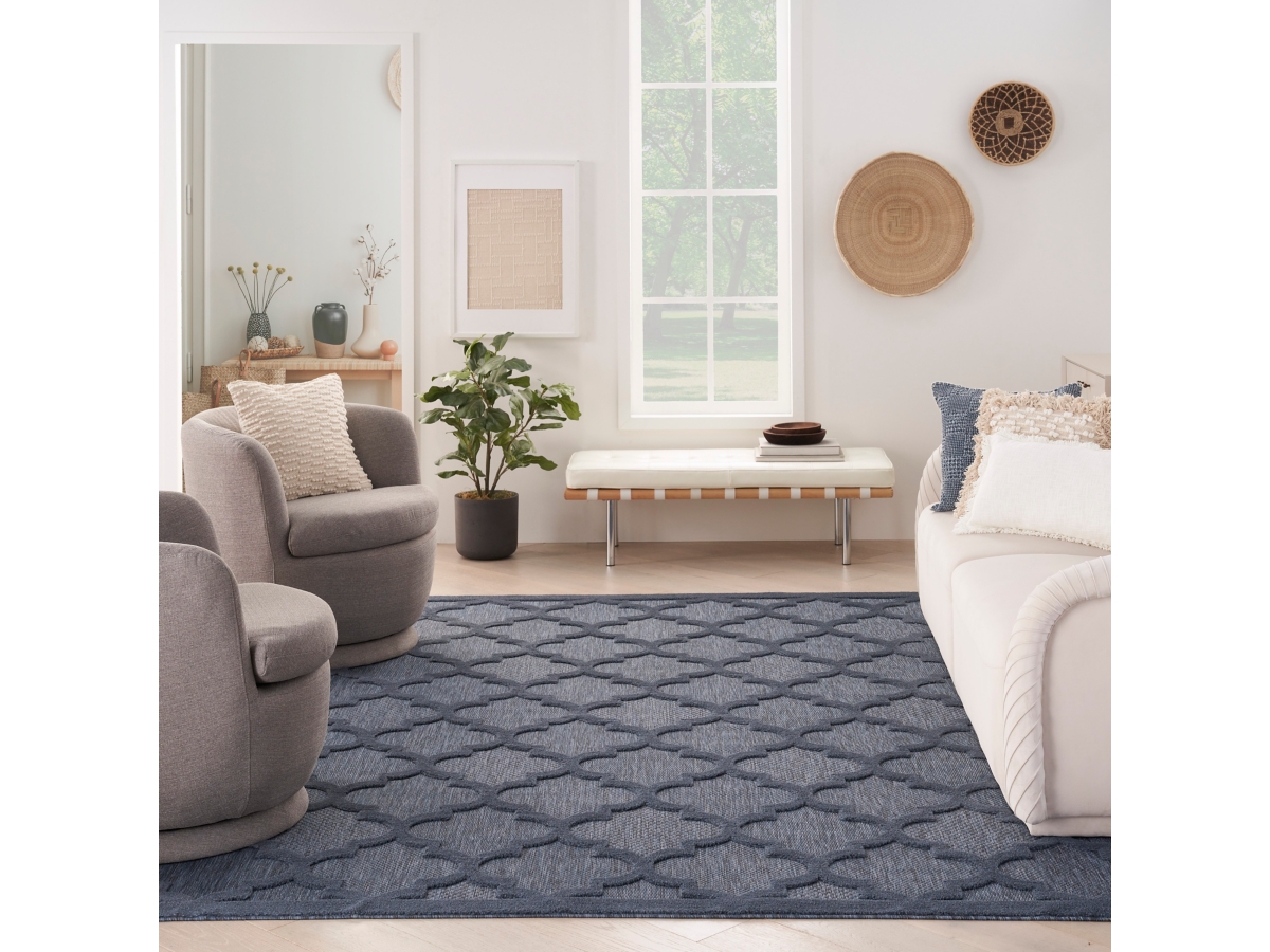 7x10 Feet Nourison Navy Blue Solid Indoor / deals Outdoor Area Rug