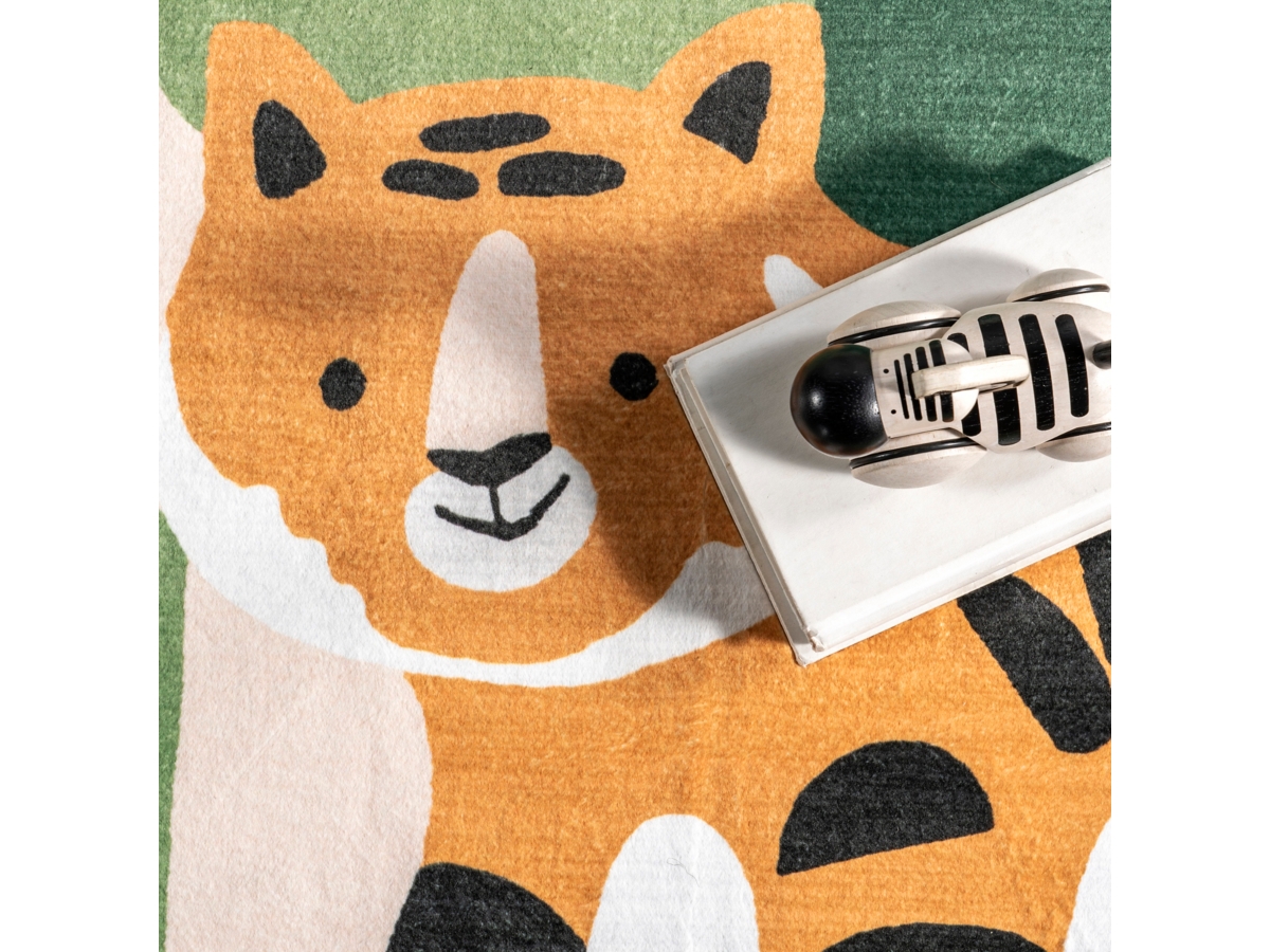 nuLOOM Reenie Jungle Tiger Kids Machine Washable Area Rug nuLOOM Reenie Jungle Tiger Kids Machine Washable Area Rug