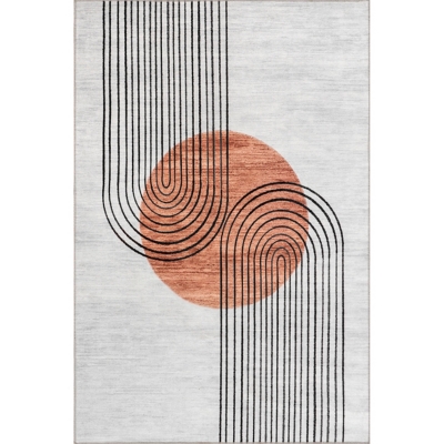 nuLOOM Martine Abstract Sun Machine Washable Area Rug, Beige