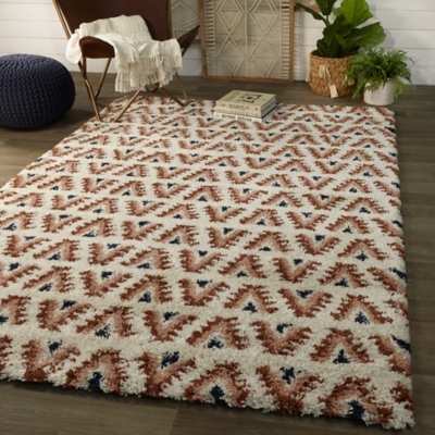 Balta Hadley Southwestern Shag 7' 10" x 10' Area Rug, Rust, large