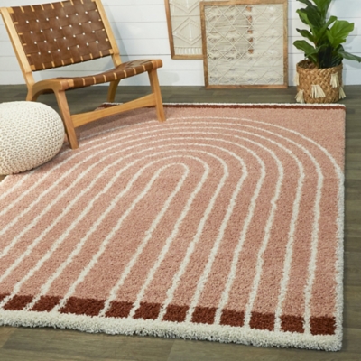 Balta Oaklynn Contemporary Shag 7' 10" x 10' Area Rug, Pink, rollover