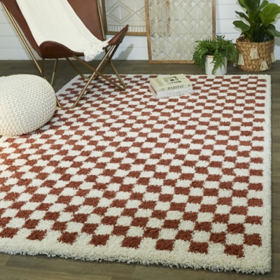 Balta Covey Checkered Shag 7' 10" x 10' Area Rug, Burnt Orange, rollover