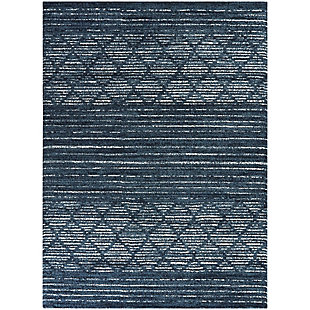 Balta Madera Striped Contemporary 7' 10" x 10' Area Rug, Navy Blue, large