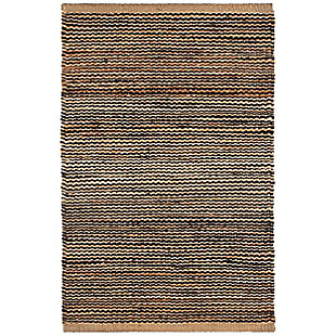 Home Conservatory Striped Handwoven Jute Area Rug, Black, large