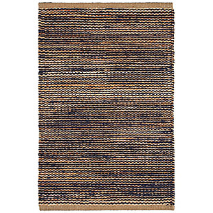 Home Conservatory Striped Handwoven Jute Area Rug, Blue, large