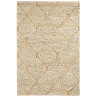 Home Conservatory Tiles Handwoven Jute Area Rug, Ivory, large