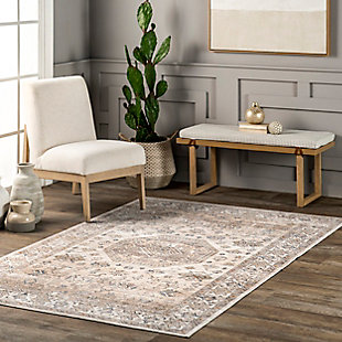 nuLOOM Darby Persian Stain Resistant Machine Washable Area Rug, Beige, rollover