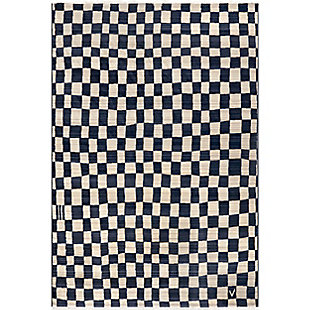 nuLOOM Dominique Abstract Checkered Fringe Area Rug, Navy, large
