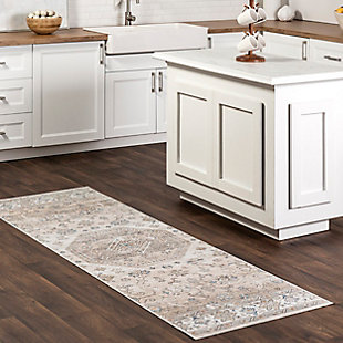 nuLOOM Darby Persian Stain Resistant Machine Washable Area Rug, Beige, rollover