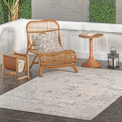 nuLOOM Lolita Faded Machine Washable Indoor/Outdoor Area Rug, Beige, large