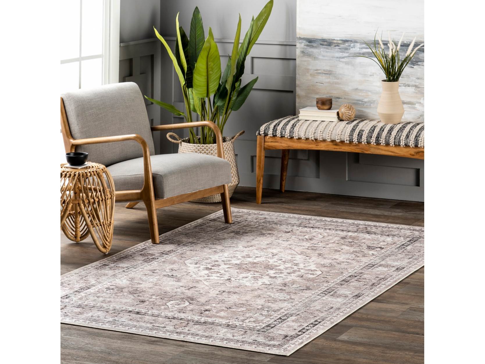 nuLOOM Davi Faded Stain-Resistant Machine Washable Area Rug