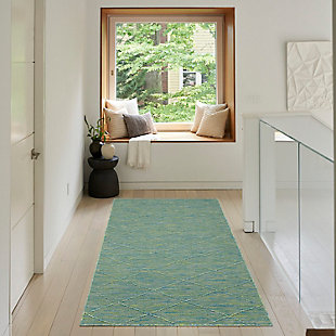 Nourison Home Washable Indoor/Outdoor Rug, Blue/Green, rollover