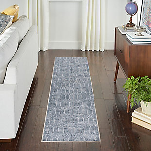 Nicole Curtis Machine Washable Series Rug, Blue/Gray, rollover