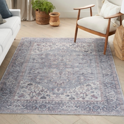 Nicole Curtis Elegant Washables Rug, Gray, large