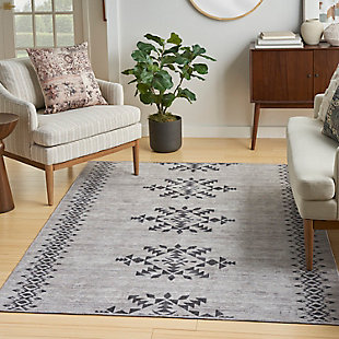 Nicole Curtis Machine Washable Series Rug, Ivory/Charcoal, rollover