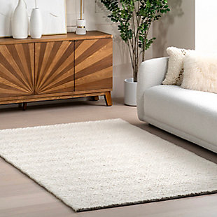 nuLOOM Electra Contemporary Wool Area Rug, Ivory, rollover
