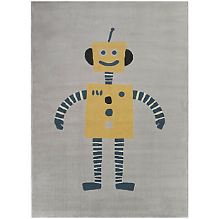 Balta Rob Kids Robot 5' 3" x 7' Area Rug, Gray, large