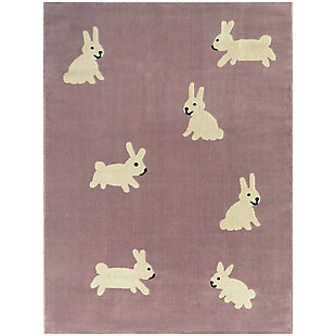 Balta Hop Kids Rabbit 5' 3" x 7' Area Rug, Lavender, large