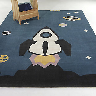 Balta Aldrin Kids Space Launch 4' 4" x 6' Area Rug, Teal, rollover