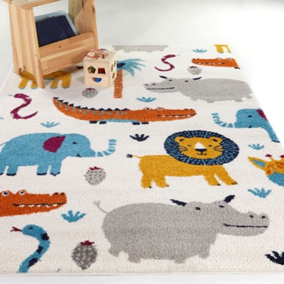 Balta Henry Kids Animal 5' 3" x 7' Area Rug, Cream, rollover