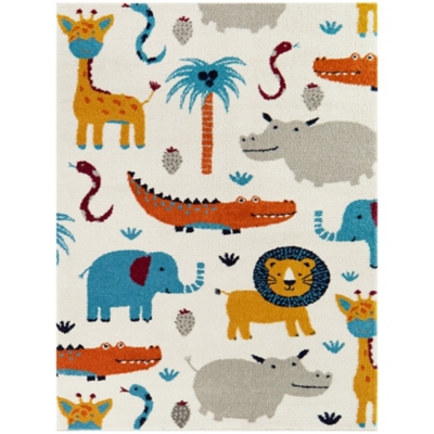 Balta Henry Kids Animal 5' 3" x 7' Area Rug, Cream, large