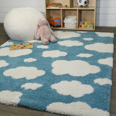 Balta Clouds Kids Shag 3' 11" x 5' 7" Area Rug, Blue, large