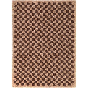Balta Covey Checkered Shag 4' 4" x 6' Area Rug, Burgundy/Blush, large