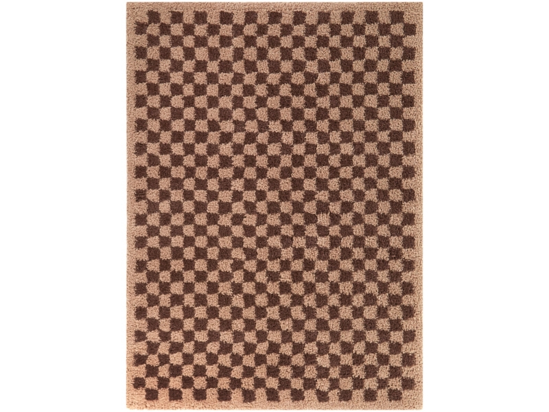 Balta Covey Checkered Shag 4' 4" x 6' Area Rug, Burgundy/Blush, large