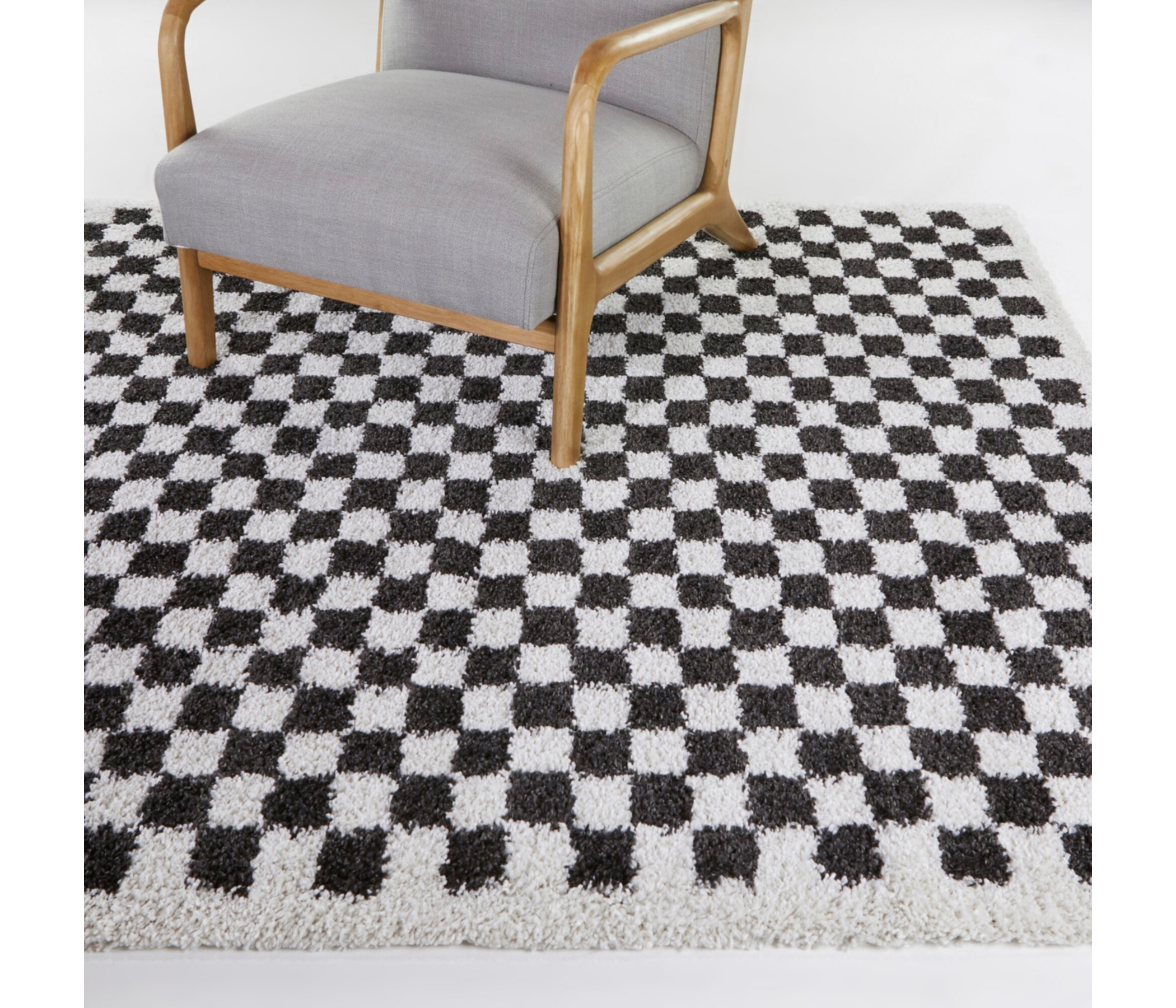 Balta Covey Checkered Shag 5' 3" x 7' Area Rug, Charcoal, large