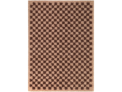 Balta Covey Checkered Shag 5' 3" x 7' Area Rug, Burgundy/Blush, large
