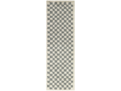Balta Covey Checkered Shag 2' 2" x 7' Runner Rug, Sage, large