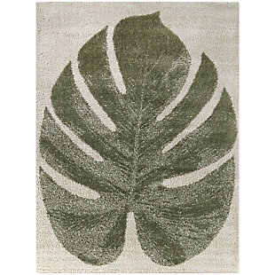 Balta Peres Tropical Leaf 5' 3" x 7' Area Rug, Green, large