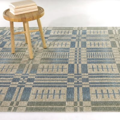 Balta Daurat Modern Geometric 5' 3" x 7' Area Rug, Blue, large