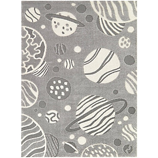 Balta Castoldi Kids Space Planets 5' 3" x 7' Area Rug, Gray, large