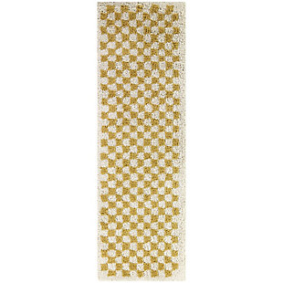 Balta Covey Checkered Shag 6' 7" x 6' 7" Square, Mustard, large
