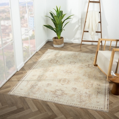 Canyon 8' x 10' Machine Washable Area Rug, Beige, rollover