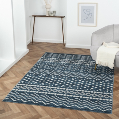 Edison 8' x 10' Machine Washable Area Rug, Navy/Gray, rollover