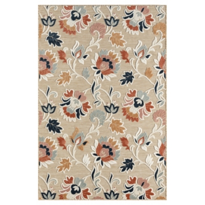 Flora 5' x 7' Indoor/Outdoor Area Rug, Multi Brown, large