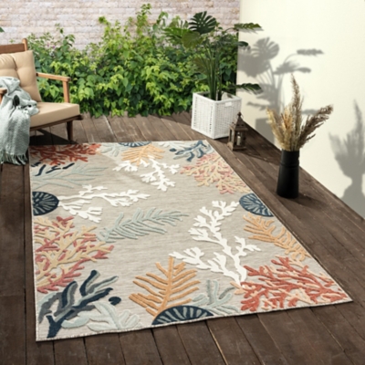 Marina 5' x 7' Indoor/Outdoor Area Rug, Multi Brown, rollover