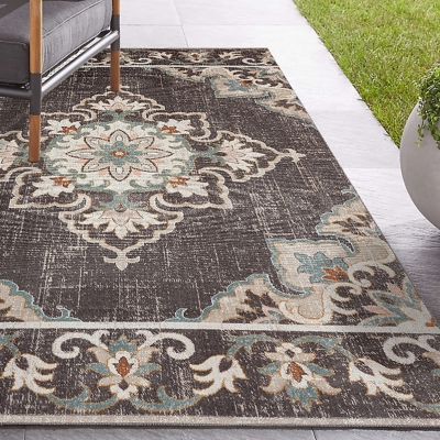 Anica 8' x 10' Indoor/Outdoor Area Rug, Multi Brown, rollover