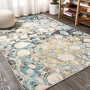 Jonathan Y Pebble Abstract Area Rug, Blue/Beige, rollover