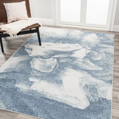 Jonathan Y Petalo Abstract Two-Tone Area Rug, Blue/Cream, rollover