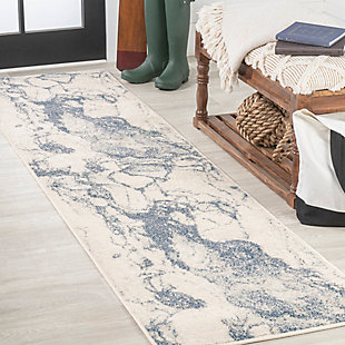 Jonathan Y Marmo Abstract Marbled Area Rug, Blue/Cream, rollover