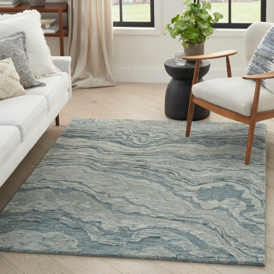 Nourison Home Graceful Area Rug 5' x 7', Blue, rollover