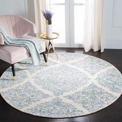 Safavieh Martha Stewart Collection Trellis  6' x 6' Round Area Rug, Ivory/Blue, rollover