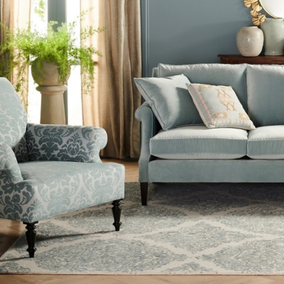 Safavieh Martha Stewart Collection Trellis  4' x 6' Area Rug, Ivory/Blue, rollover